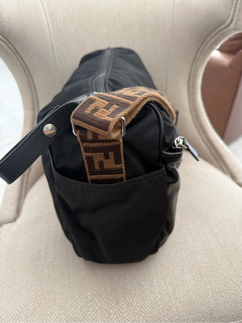 Fendi Black Leather and Nylon Changing Bag